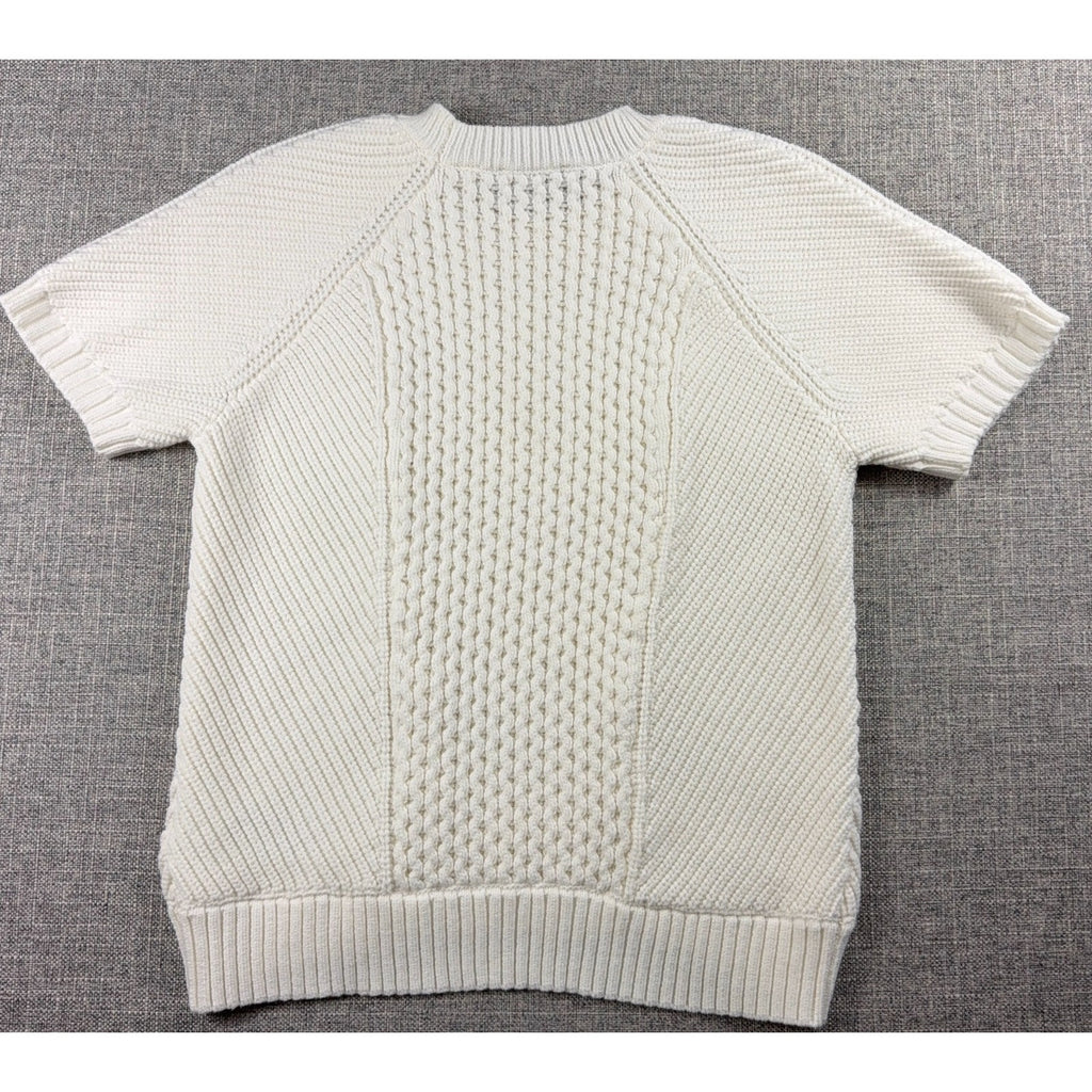Ted Baker London Sweater Womens 1 US 4 Cream Cable Knit Lace Up Short Sleeve