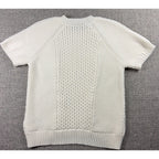 Ted Baker London Sweater Womens 1 US 4 Cream Cable Knit Lace Up Short Sleeve