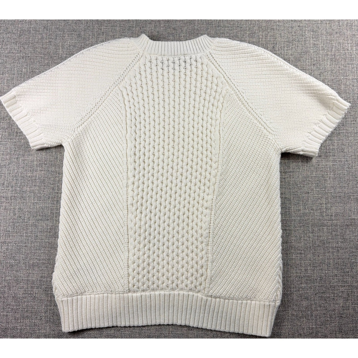 Ted Baker London Sweater Womens 1 US 4 Cream Cable Knit Lace Up Short Sleeve