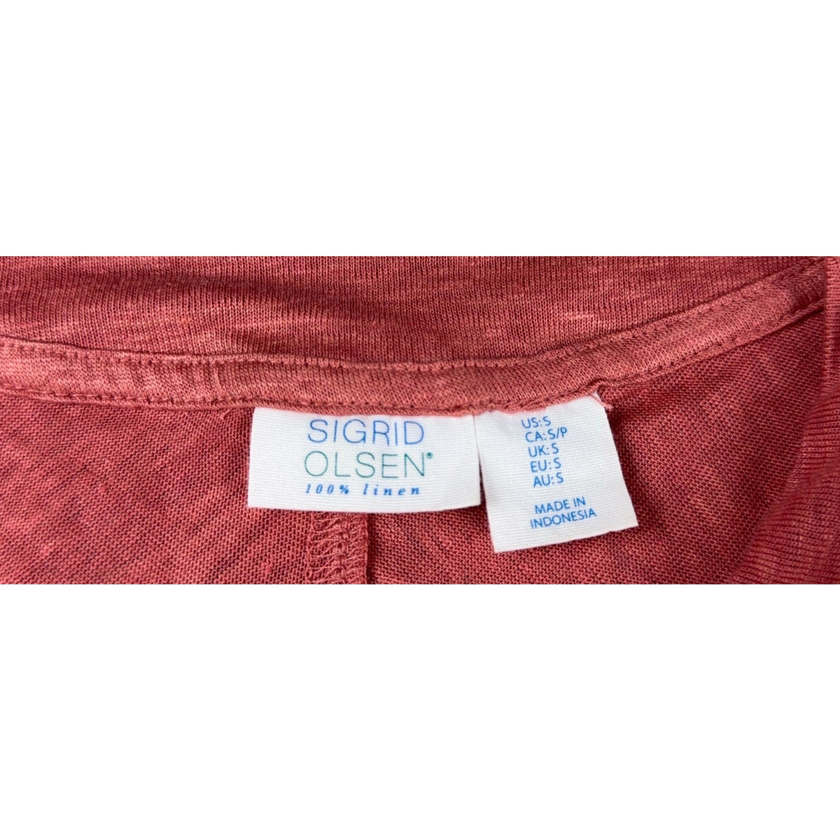 Sigrid Olsen 100% Linen Tank Top Women Small Coral V Neck Tunic A Line