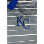 Nike Kansas City Royals Polo Mens XL Dri-FIT Gray Blue Striped MLB Golf