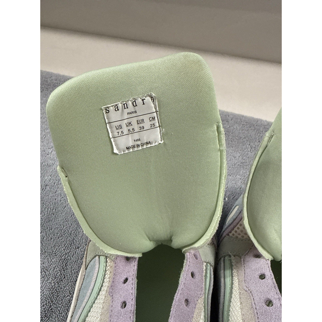 Sandro Paris Pastel Chunky Sneakers Women’s US 7.5 Designer Shoes Multi Color