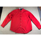 Tommy Hilfiger Shirt Mens Large Red Button Down Crest Logo Y2K 2001 Cotton