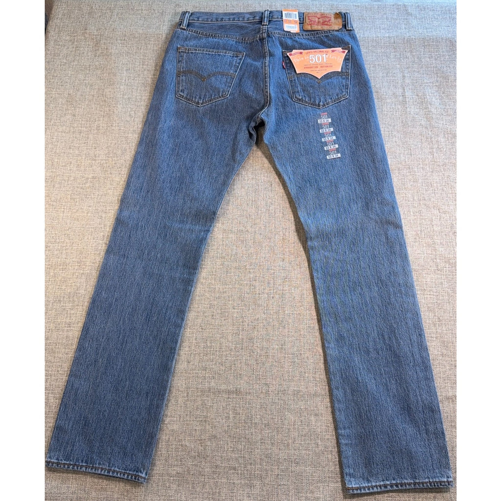 Levi’s 501 Original Fit Stretch Jeans Mens 33x34 NWT Button Fly Blue Denim
