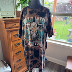 Rock & Roll Denim Wild West Desert Tour Tie Dye Tee Dress Womens Oversized XL