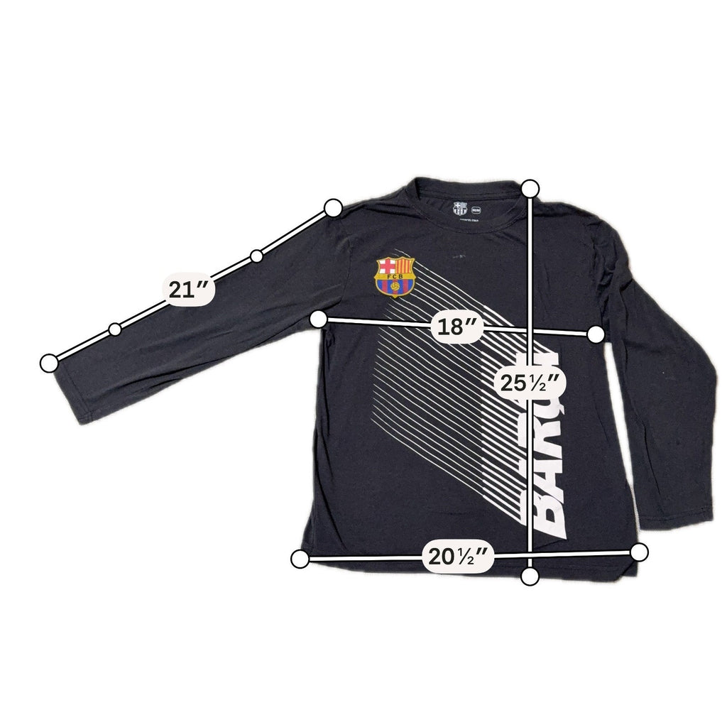 FC Barcelona Long Sleeve Shirt Men's M Black Barca Graphic Soccer FCB Flawed