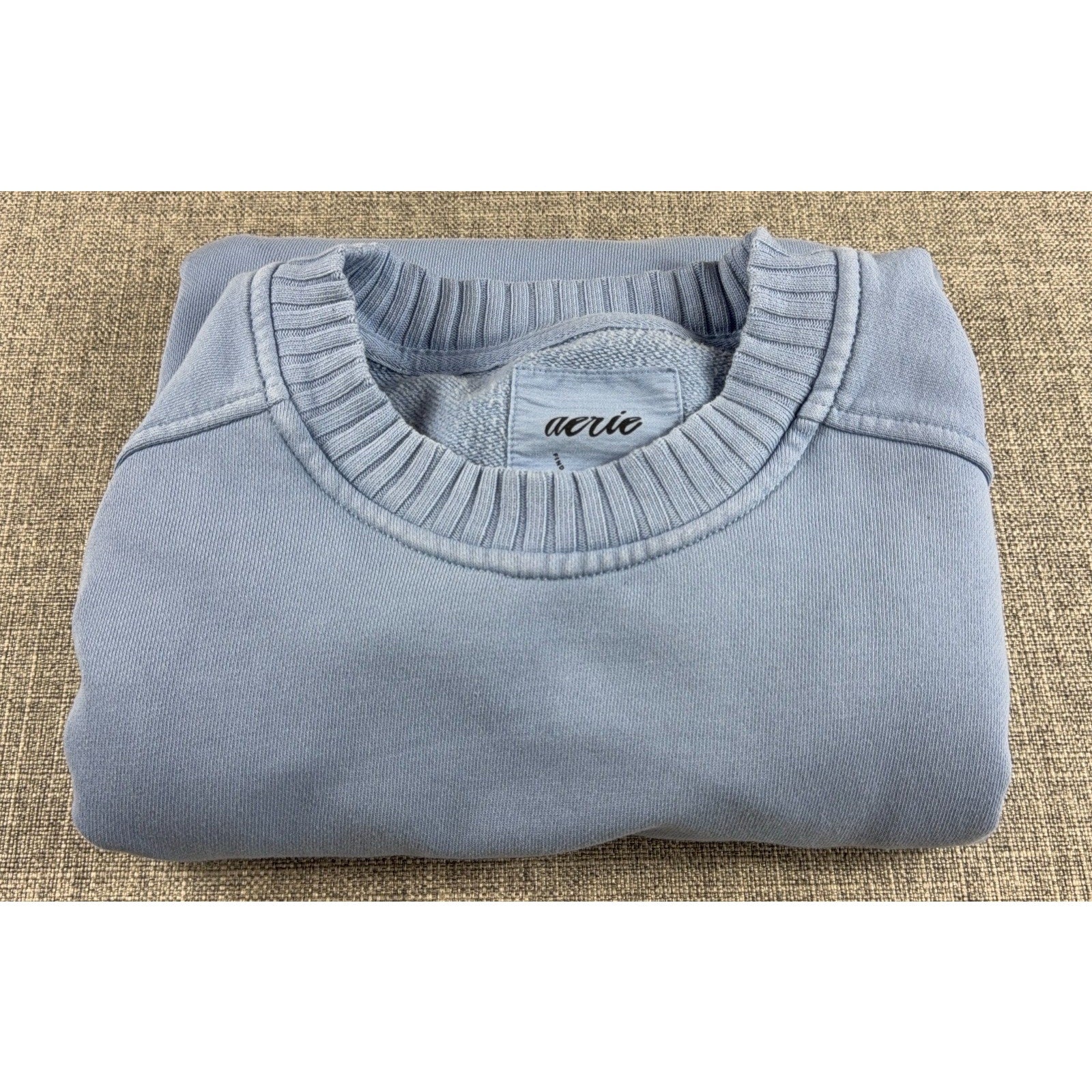 Aerie Women S Oversized Crewneck Sweatshirt Blue Ribbed Side Panels Pullover