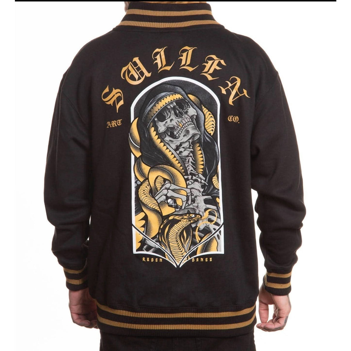 Sullen Ruben Banez Full Zip Hoodie Men's L Black Gold Skull Snake NWT
