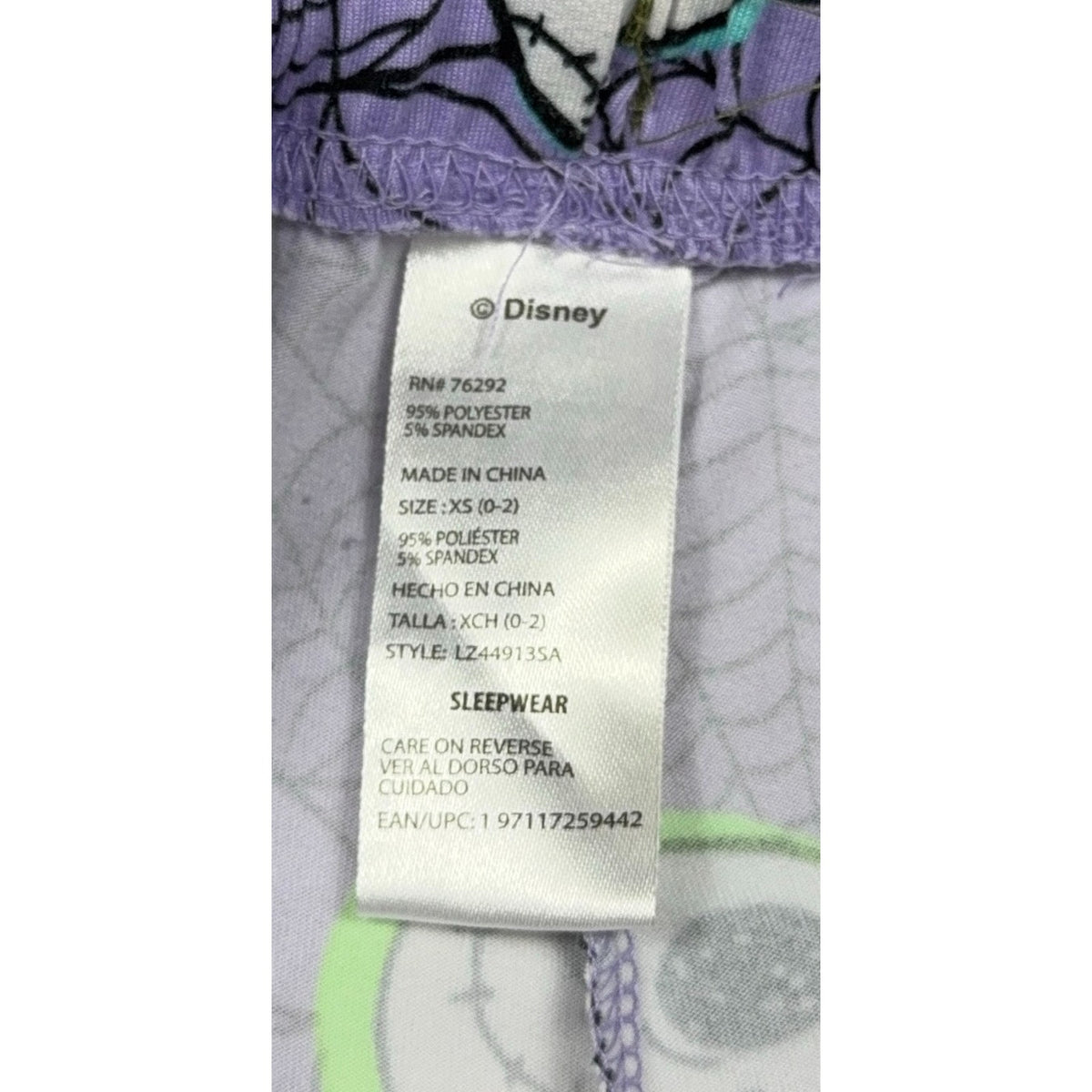 Disney Nightmare Before Christmas Pajama Set XS Jack Skellington Purple Shorts