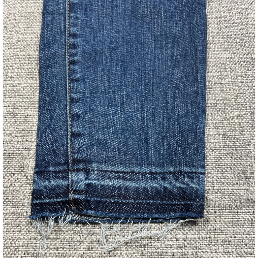 J.Crew Women's Size 26 Dark Wash Slim Jeans Raw Frayed Hem 28.5 Inseam