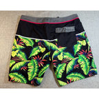 Quiksilver Boardshorts Mens 40 Tropical Floral Swim Trunks Black Neon Surf