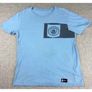 Manchester City Nike Tee Mens Medium Blue Soccer Football Pocket Shirt