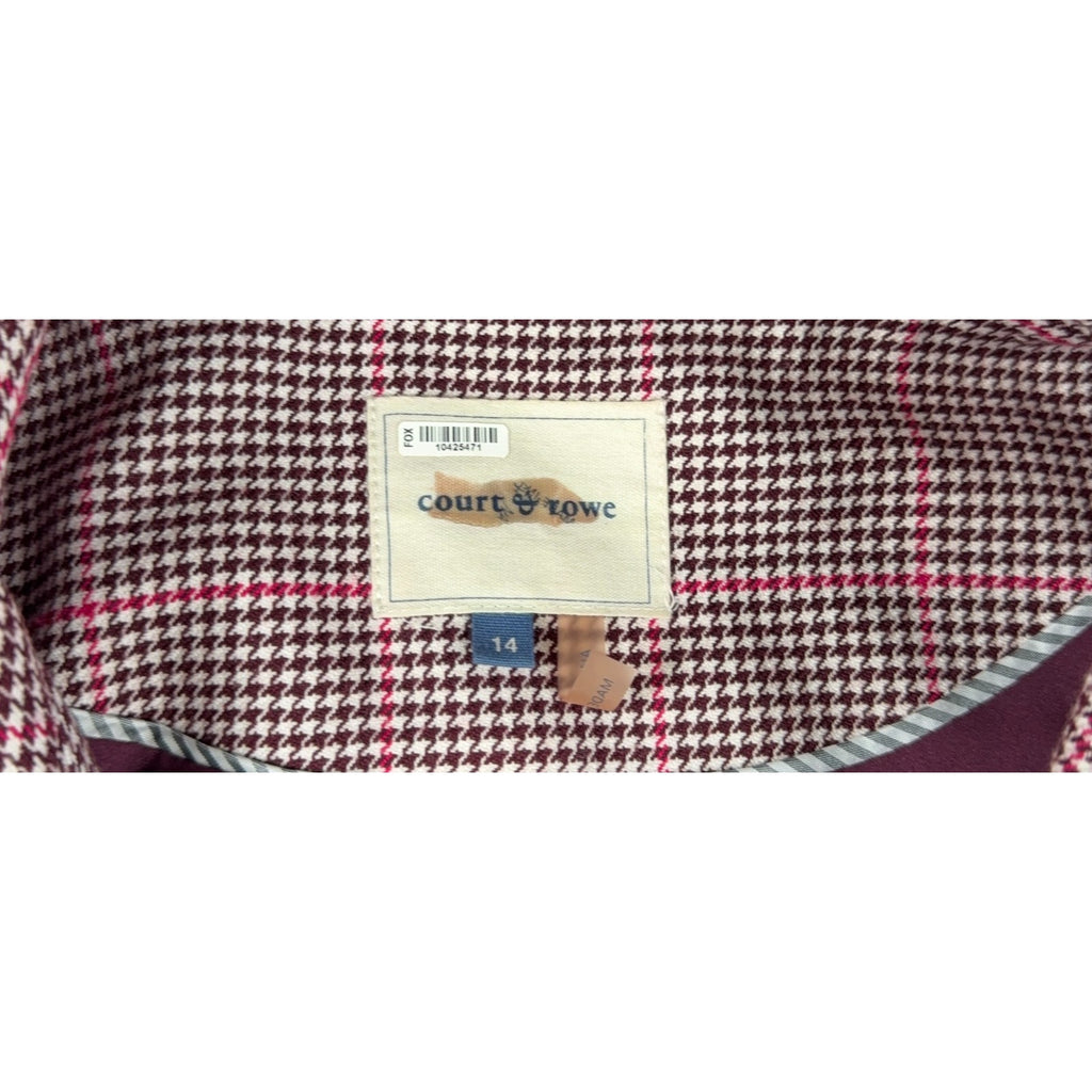 Court & Rowe Womens Blazer Size 14 Houndstooth Plaid Double Breasted Pink