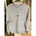 Santorini Greece Crewneck Sweatshirt Medium Blue Embroidered Travel Pullover