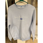 Santorini Greece Crewneck Sweatshirt Medium Blue Embroidered Travel Pullover