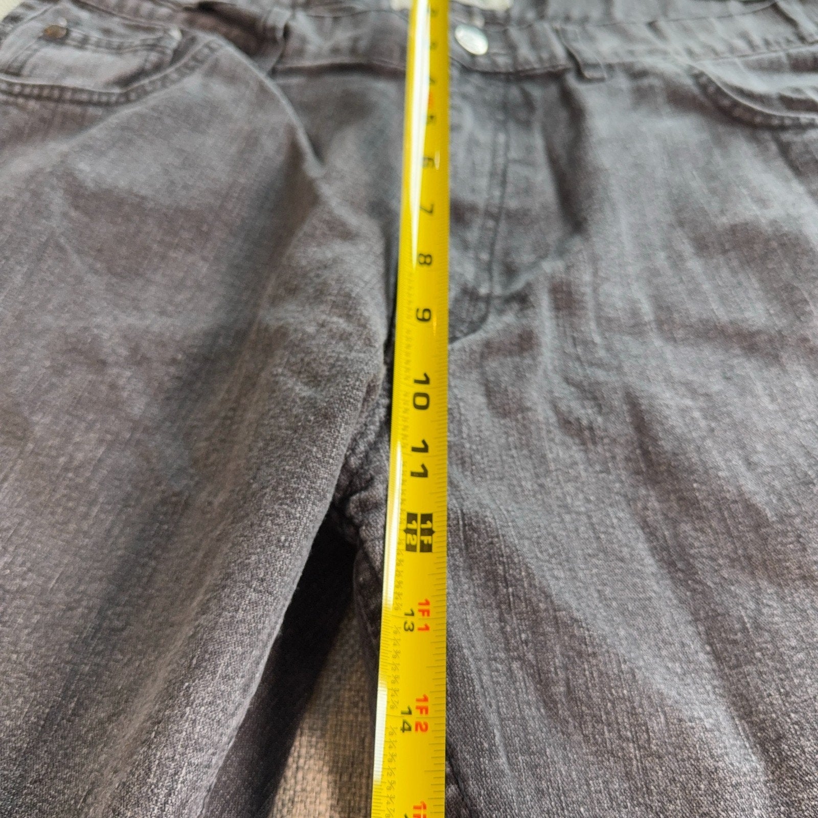 Chams Mens Jeans 36 Gray Black Y2K Embroidered Pocket Straight Leg Denim