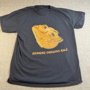 Bearded Dragons Rule Graphic T Shirt Men’s Medium Black Reptile Lizard Tee