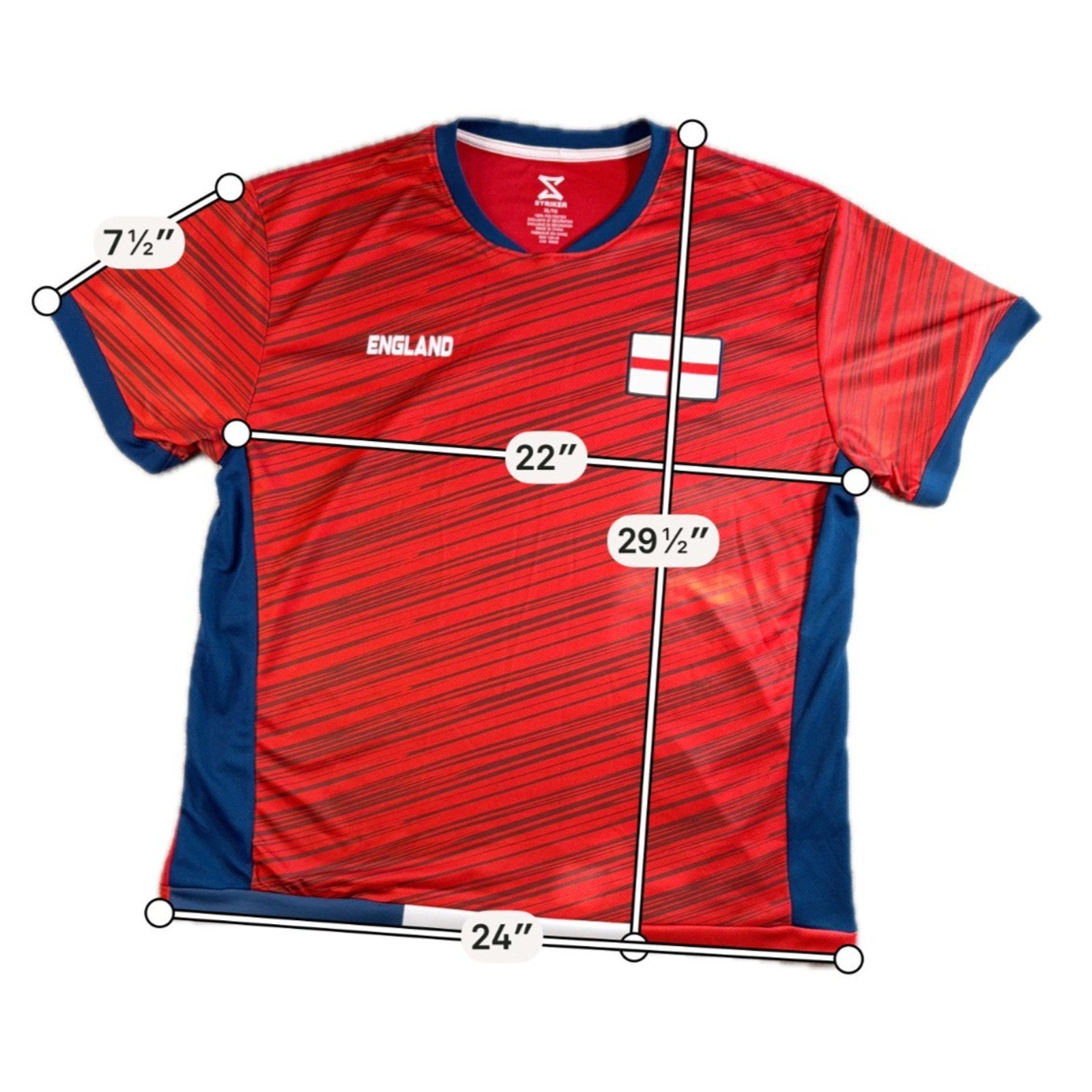 England Soccer Jersey Mens XL Striker Red Navy NWT National Team Fan Shirt