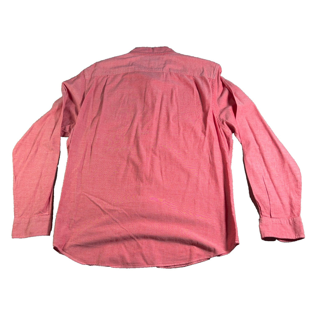 Nautica Sea Voyage Shirt Mens L Coral Red Long Sleeve Button Up Pockets