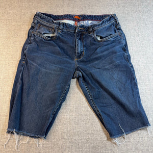 Tommy Bahama Sand Drifter Mens 34 Blue Denim Cutoff Jorts Raw Hem