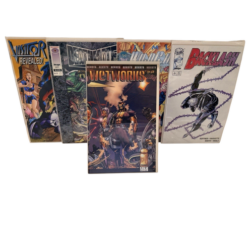 Second Half Supply Co, LLC vintage 90s comic book lot including WildC.A.T.s, WetWorks, Backlash, Deathmate, and Visitor.