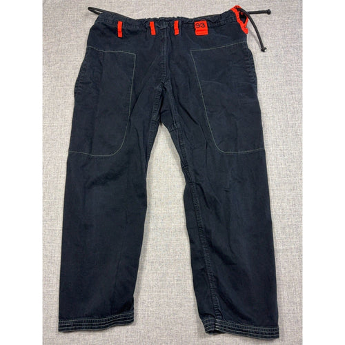Second Half Supply Co, LLC 93brand black gi-style lounge pants with orange drawstring loops and contrast stitching.