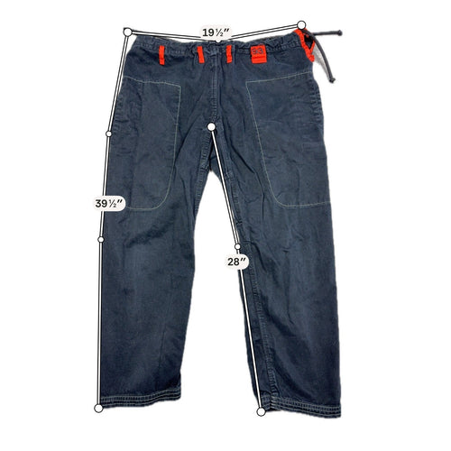 Second Half Supply Co, LLC 93brand black casual gi pants with orange drawstring loops and measurement annotations