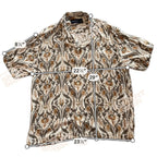 Second Half Supply Co, LLC Abercrombie & Fitch neutral floral patterned short sleeve button-up shirt with measurements