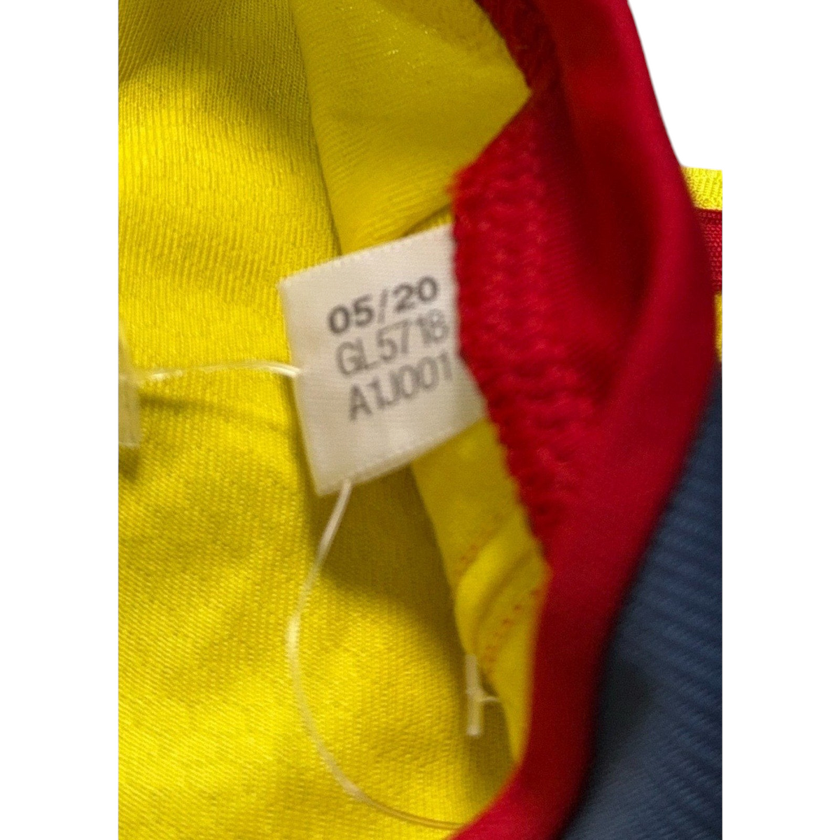 Second Half Supply Co, LLC Adidas Colombia 2020/21 soccer jersey internal production tag with article code GL5718