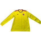 Second Half Supply Co, LLC Adidas Colombia 2020/21 long sleeve home soccer jersey in yellow with red and navy accents.
