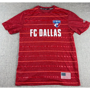 adidas FC Dallas MLS Shirt Mens L Fits M Red Climalite Soccer USA Flag 2015