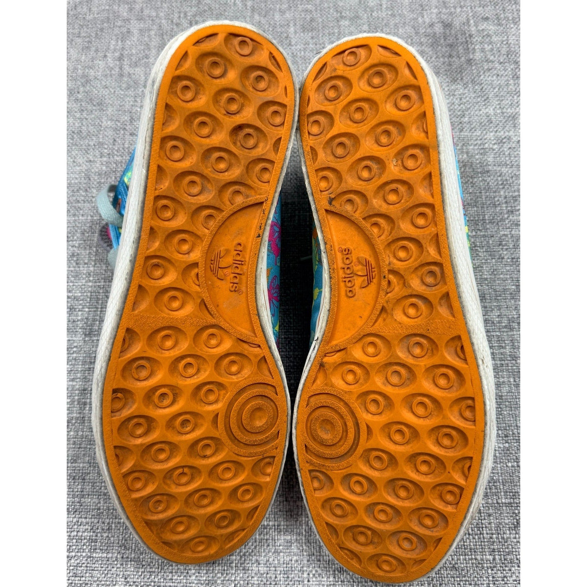Second Half Supply Co, LLC vintage adidas Originals high top sneaker orange rubber outsoles with Trefoil pattern