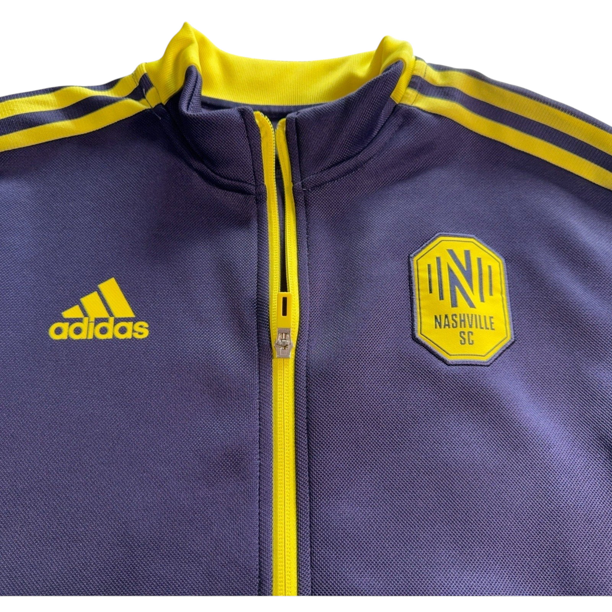 Second Half Supply Co, LLC Adidas Nashville SC navy and yellow full-zip soccer anthem jacket with team crest