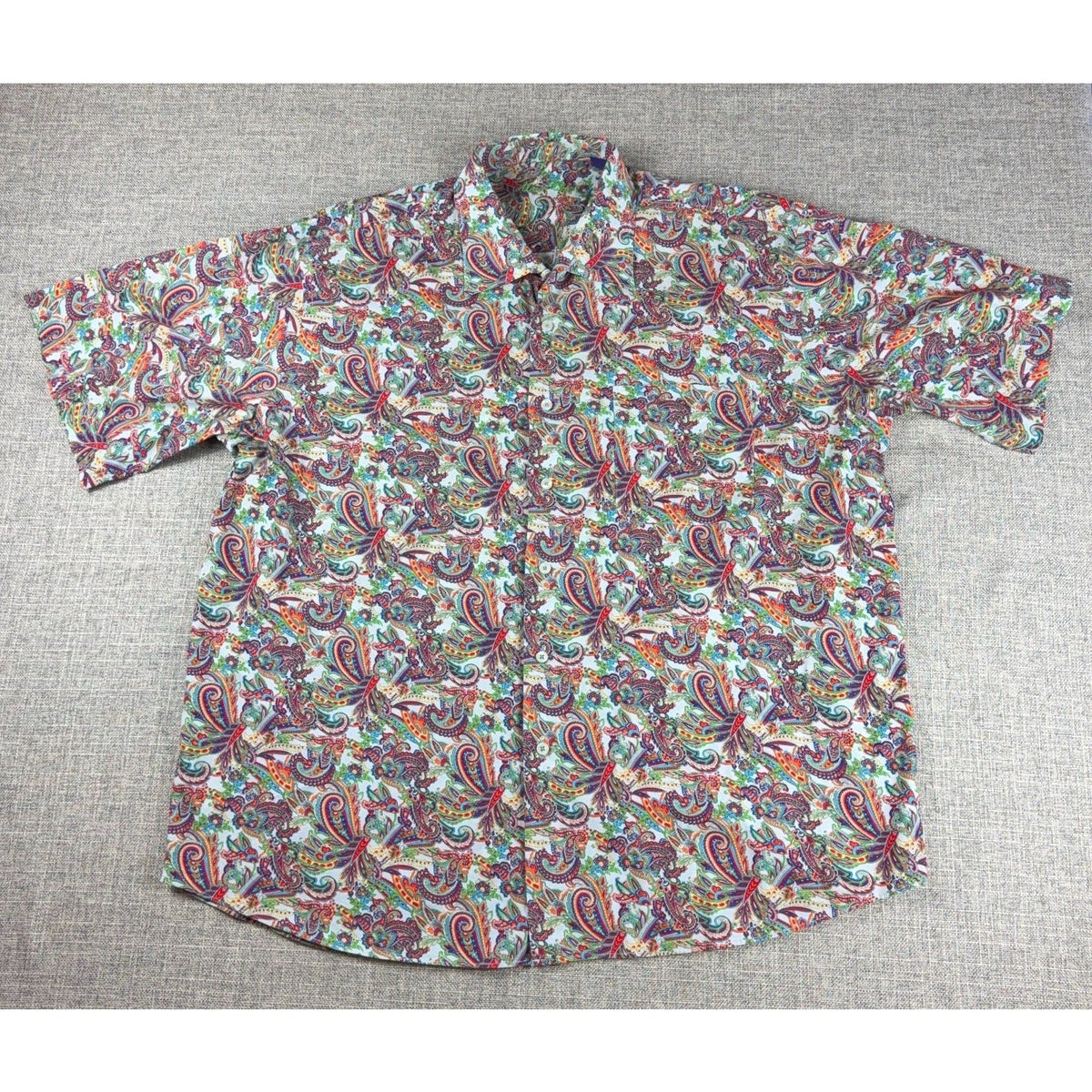 Second Half Supply Co, LLC Alan Flusser multicolor paisley print short sleeve button-down shirt in 100% cotton