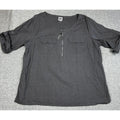 Second Half Supply Co, LLC Anne Klein dark gray linen blend utility tunic with half-zip front and chest pockets.