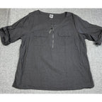 Second Half Supply Co, LLC Anne Klein dark gray linen blend utility tunic with half-zip front and chest pockets.