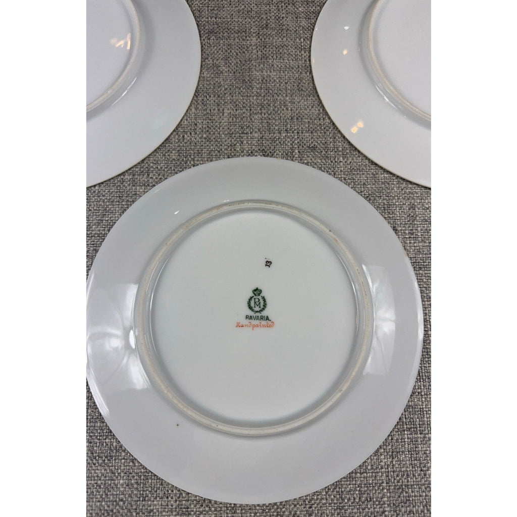 Second Half Supply Co, LLC antique PM Moschendorf Bavaria porcelain plate back showing hand-painted maker mark