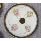 Second Half Supply Co, LLC antique PM Moschendorf Bavaria porcelain plate with hand-painted roses and ornate gold rim.