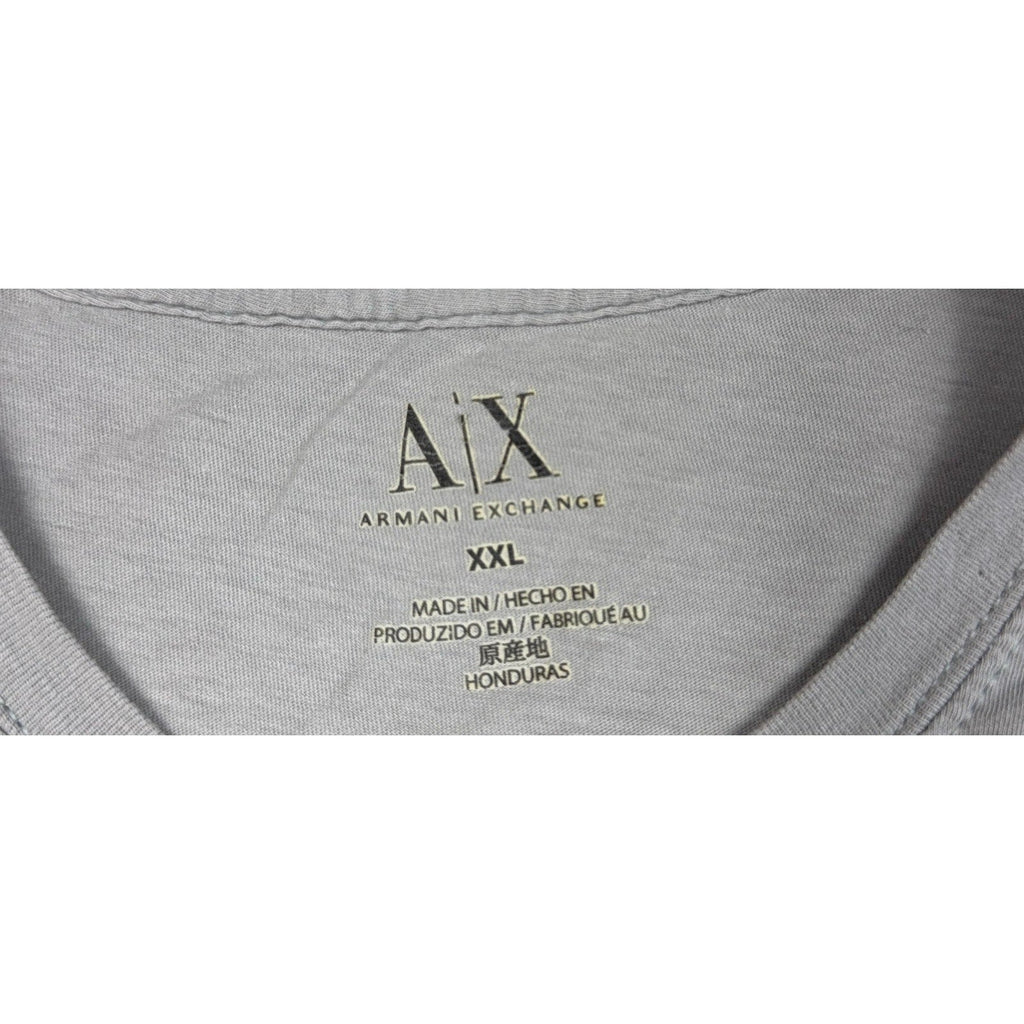 Second Half Supply Co, LLC gray Armani Exchange A|X graphic t-shirt inner neck label size XXL