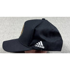 Second Half Supply Co, LLC black Atlanta United FC Adidas snapback hat with white side logo and curved brim