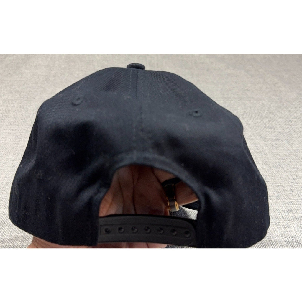 Second Half Supply Co, LLC black Atlanta United FC Adidas snapback hat showing the adjustable plastic closure
