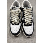 Second Half Supply Co, LLC BAPE STA low-top sneakers in black and white patent leather with silver lace ornaments