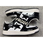 Second Half Supply Co, LLC BAPE STA low-top sneakers in black and white patent leather with star side logos