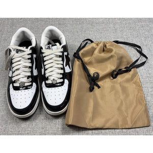 BAPE STA Low Black White Patent Sneakers Box Marked 10.5 With Box READ