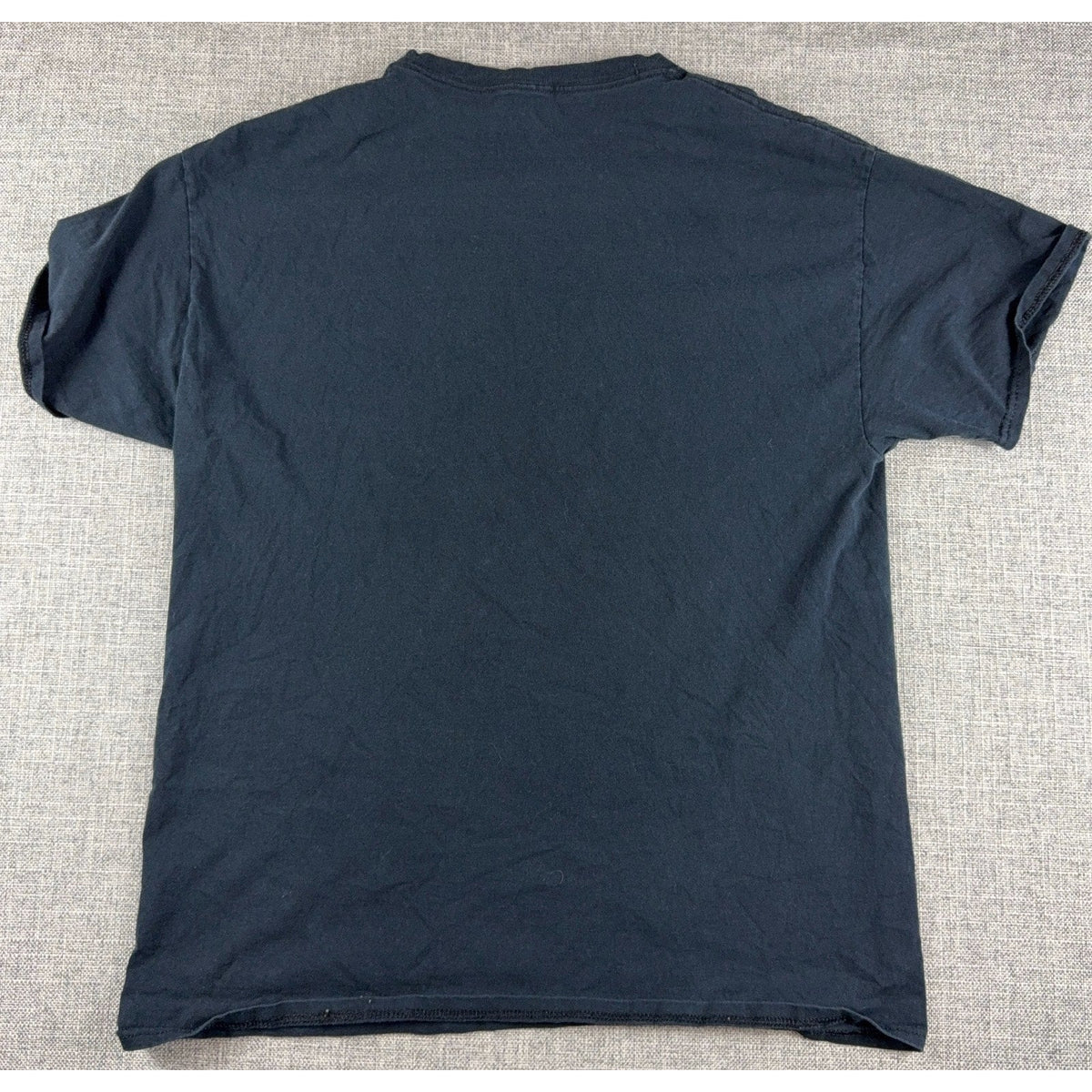 Back view of a plain black Second Half Supply Co, LLC cotton crew neck T-shirt