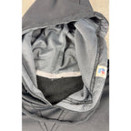 Second Half Supply Co, LLC black Russell Athletic hoodie with grey mesh-lined hood and interior brand label