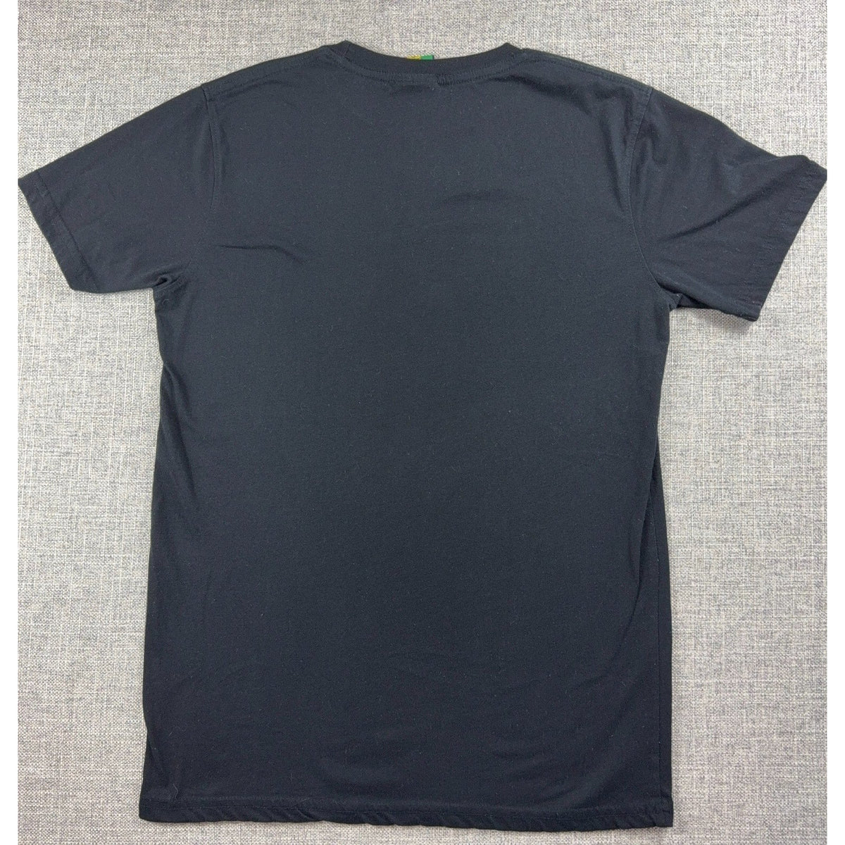 Second Half Supply Co, LLC black short-sleeve crewneck cotton-blend t-shirt, back view