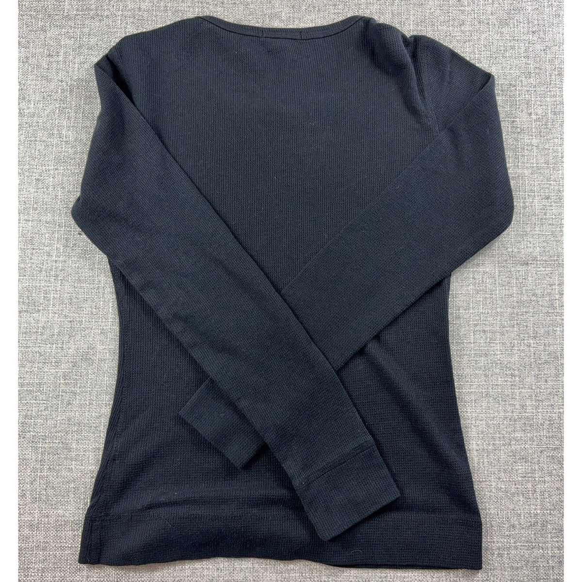 Second Half Supply Co, LLC vintage Y2K black waffle knit thermal long sleeve shirt with a fitted silhouette