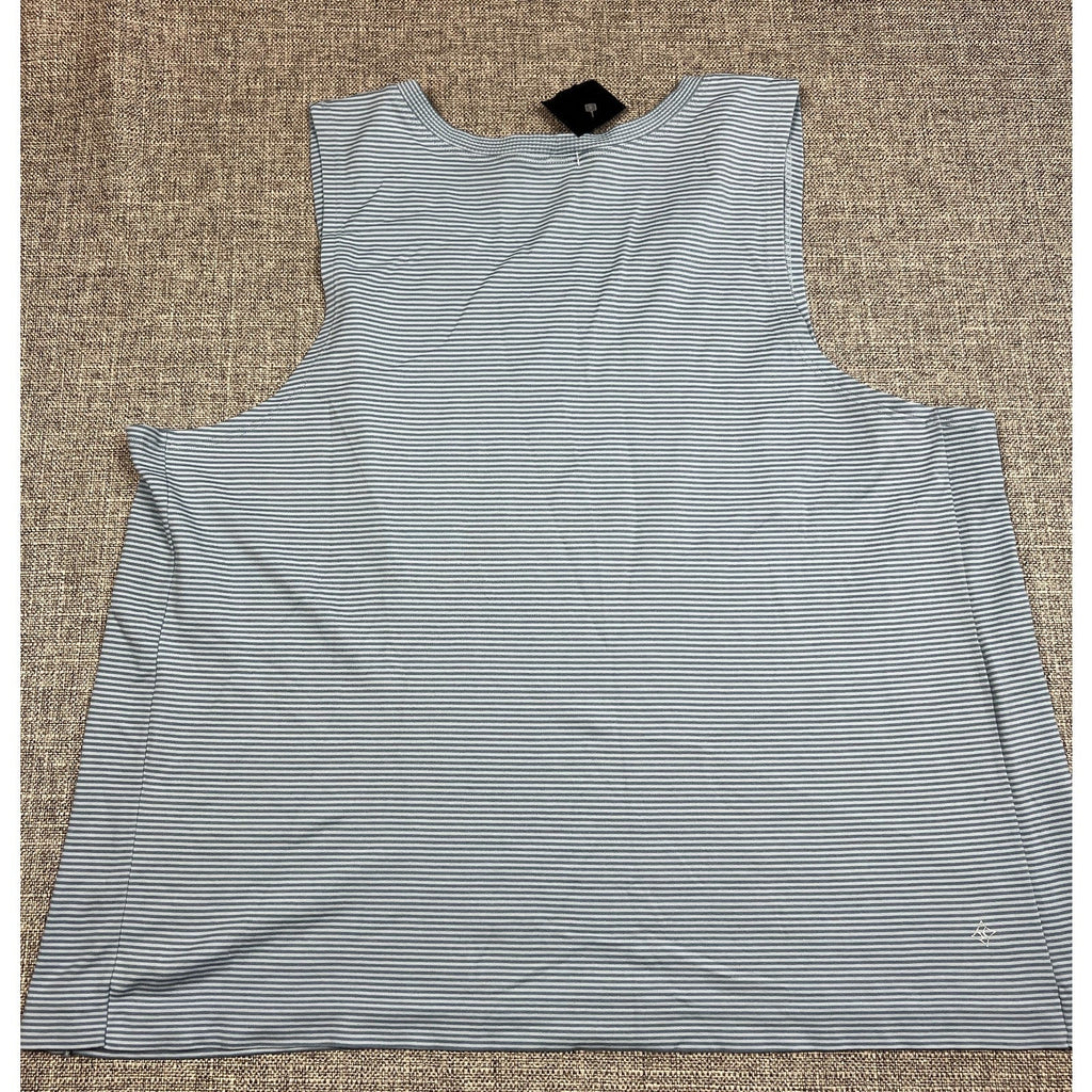 Second Half Supply Co, LLC NUX x Peloton blue and white microstriped muscle tank top with back hem logo