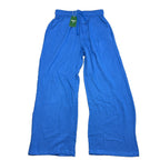 Second Half Supply Co, LLC electric blue wide-leg trousers with a high elastic drawstring waist and side pockets.